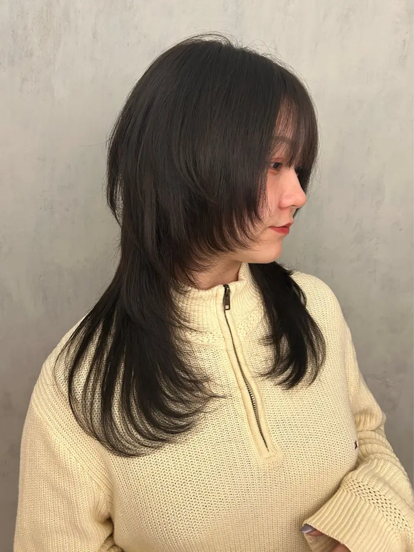 セミロング レイヤーカット カット ヘアカラー 篠原 一成のヘアスタイル