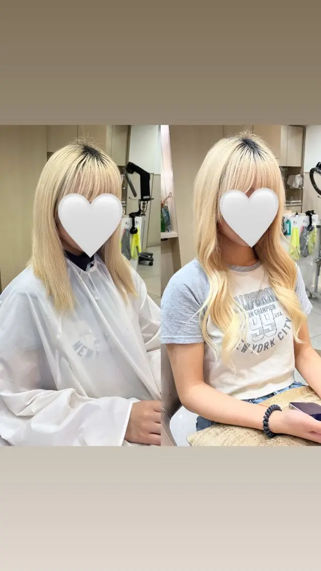 ロング エクステ エクステ ハイトーンカラー シールエクステのヘアスタイル