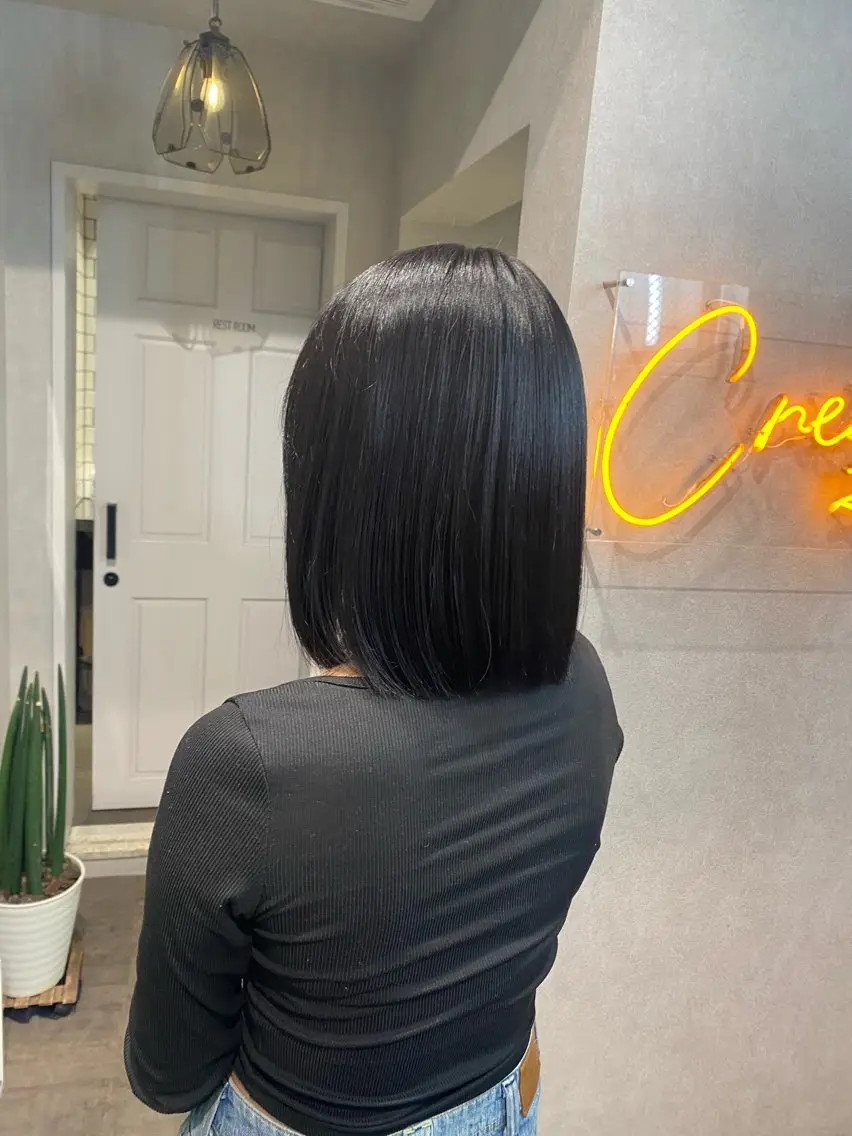 ミディアム カラー 黒髪 ブルーカラー ヘアカラー 透明感カラー🫧🎀 まりなのヘアスタイル