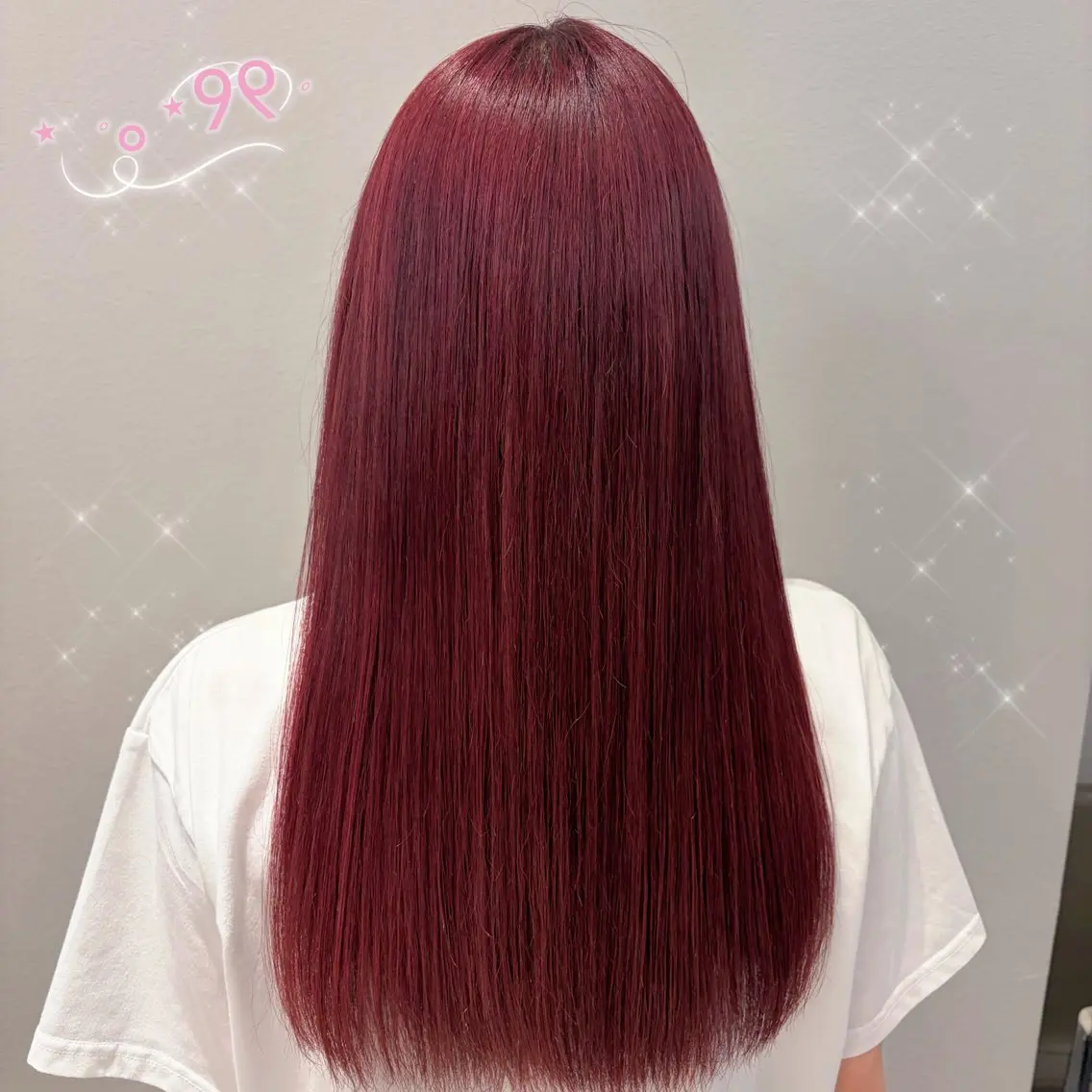 ロング カラー ブリーチ カシス レッドカラー カット ヘアカラー ガーリー /ヘアメ/あつはのヘアスタイル