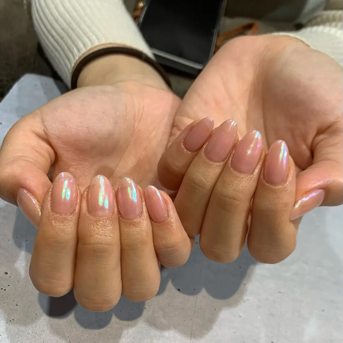 ネイル オーロラネイル ピンク ハンドネイル nailist Chisakiのネイルデザイン