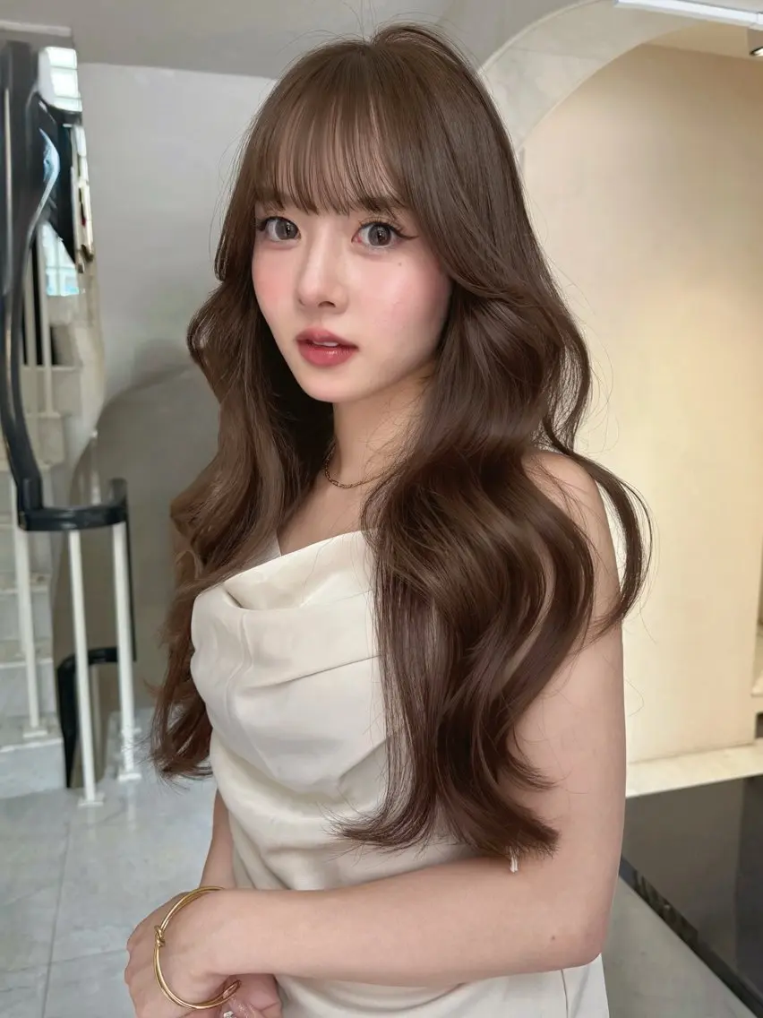 ロング ケアカラー 顔まわりレイヤー 韓国風ヘア レイヤーカット Chihiro♡ 柔らか韓国レイヤーのヘアスタイル