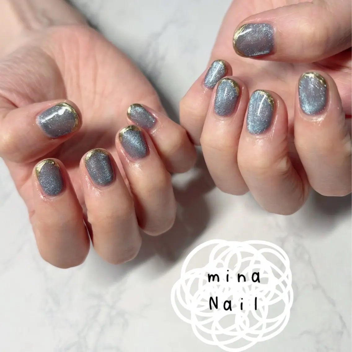 ネイル フレンチネイル 氷ネイル・うるうるネイル マグネットネイル ミラーネイル mina Nailのネイルデザイン