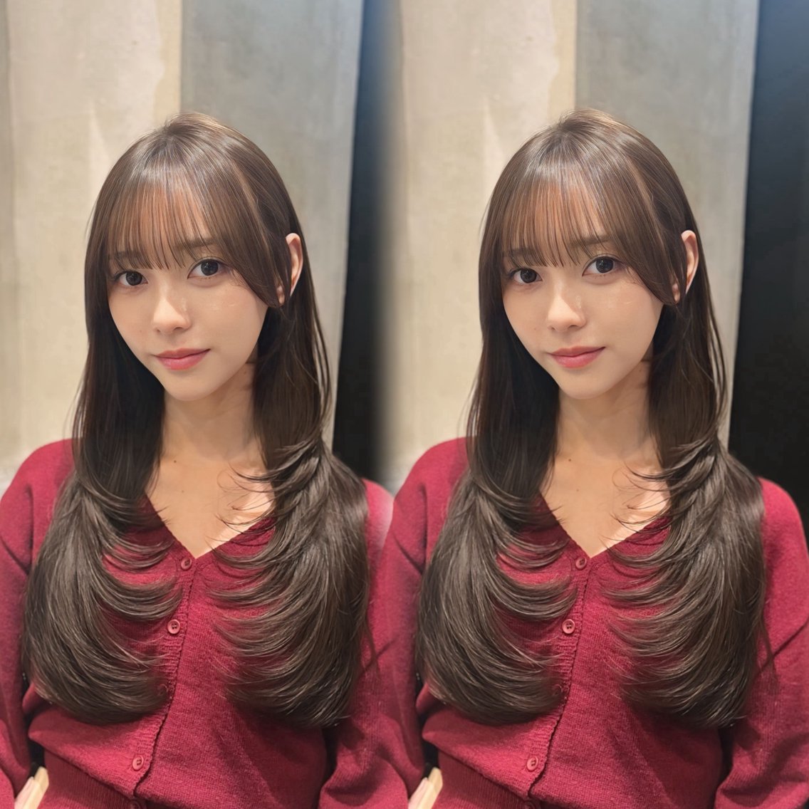 ロング カラー ベージュカラー ミント ミントベージュ レイヤーカット カット ヘアカラー トリートメント レイヤー特化/顔周り ムラ修正💫ひかるのヘアスタイル