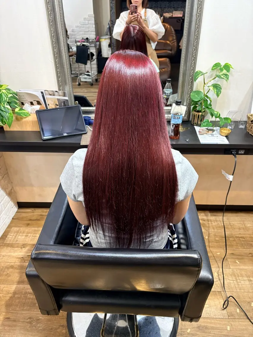 ロング シールエクステ エクステ ヘアカラー エクステ きむえり/髪質改善 /うねり広がり改善のヘアスタイル
