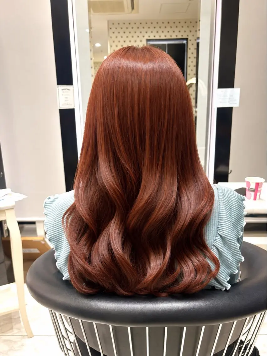 ロング カラー オレンジ ヘアカラー トリートメント 銀座🌿 ヘッドスパ🌿さやかのヘアスタイル