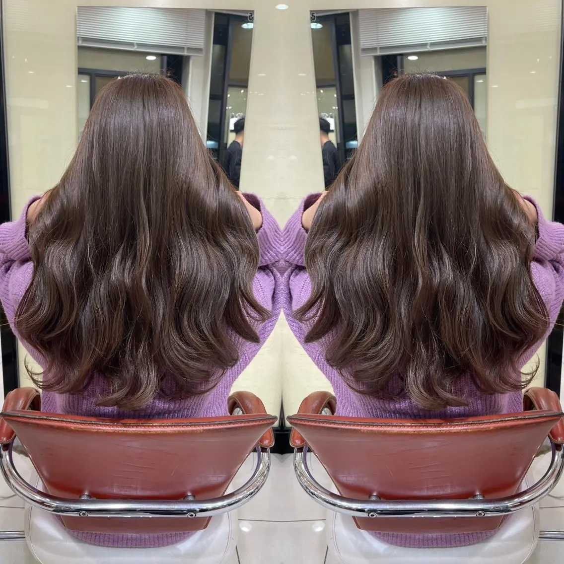 セミロング カット ヘアカラー Y Uのヘアスタイル