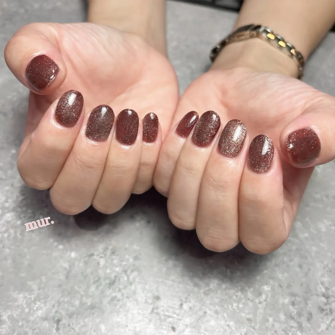 ネイル ブラウン マグネットネイル ワンカラーネイル nailsalon mur.のネイルデザイン