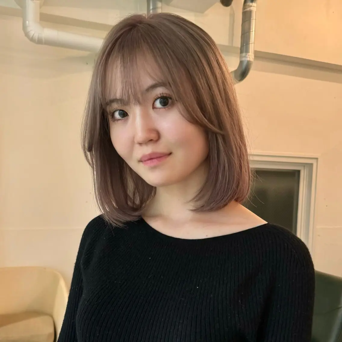 ミディアム カラー ヘアカラー 清水愛果/似合わせ カット/透明感カラーのヘアスタイル