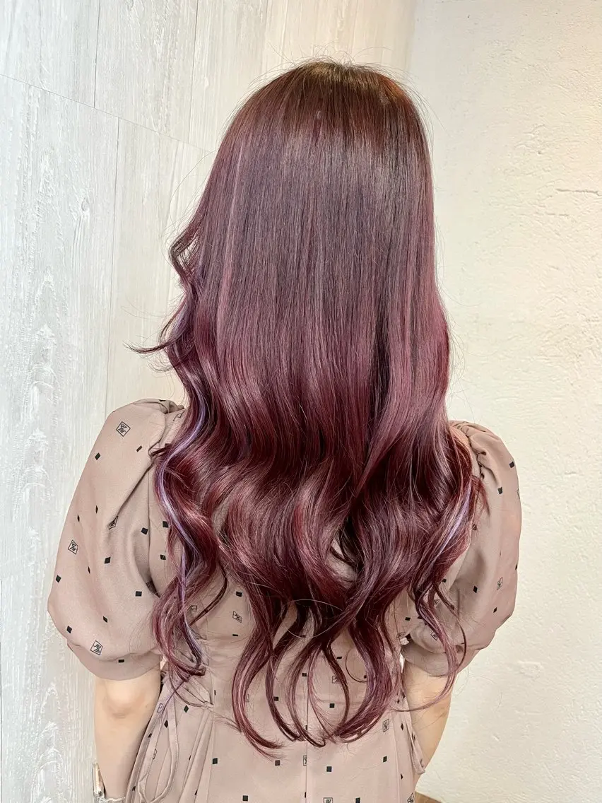 ロング カラー シールエクステ ラベンダーカラー ピンクカラー エクステ GLOSS♡ ヤマガミコウジのヘアスタイル