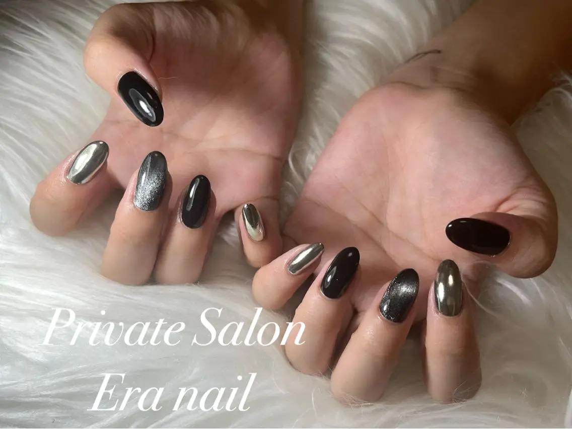 ネイル マグネットネイル ミラーネイル ワンカラーネイル ハンドネイル Era nailのネイルデザイン