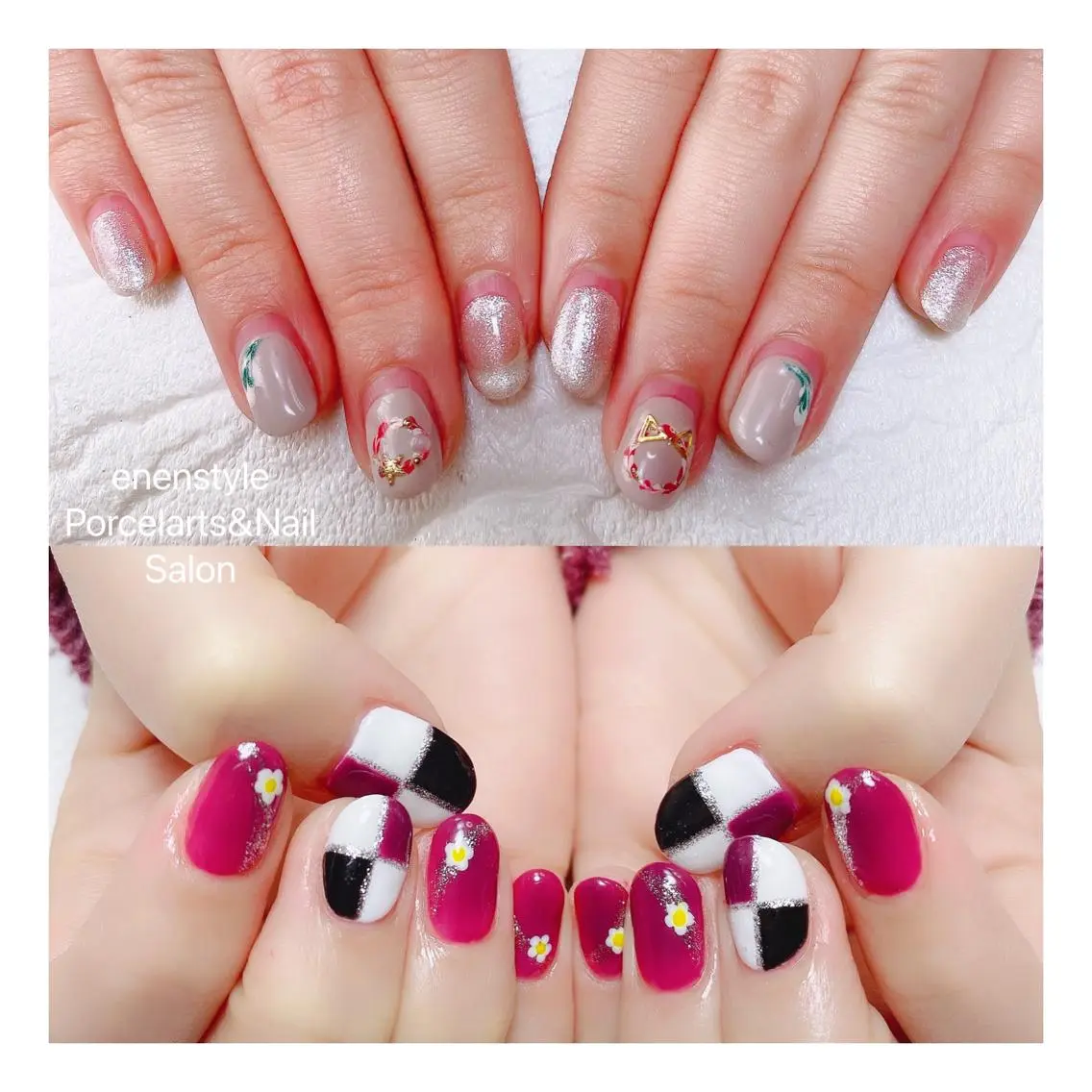 ミディアム ネイル ハンドネイル 🐾enen style 🐾のネイルデザイン