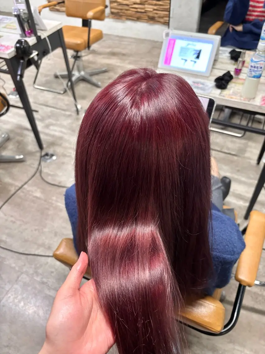 ロング カラー カシス レッドカラー 🍑メンズモテヘア MOE🍑のヘアスタイル