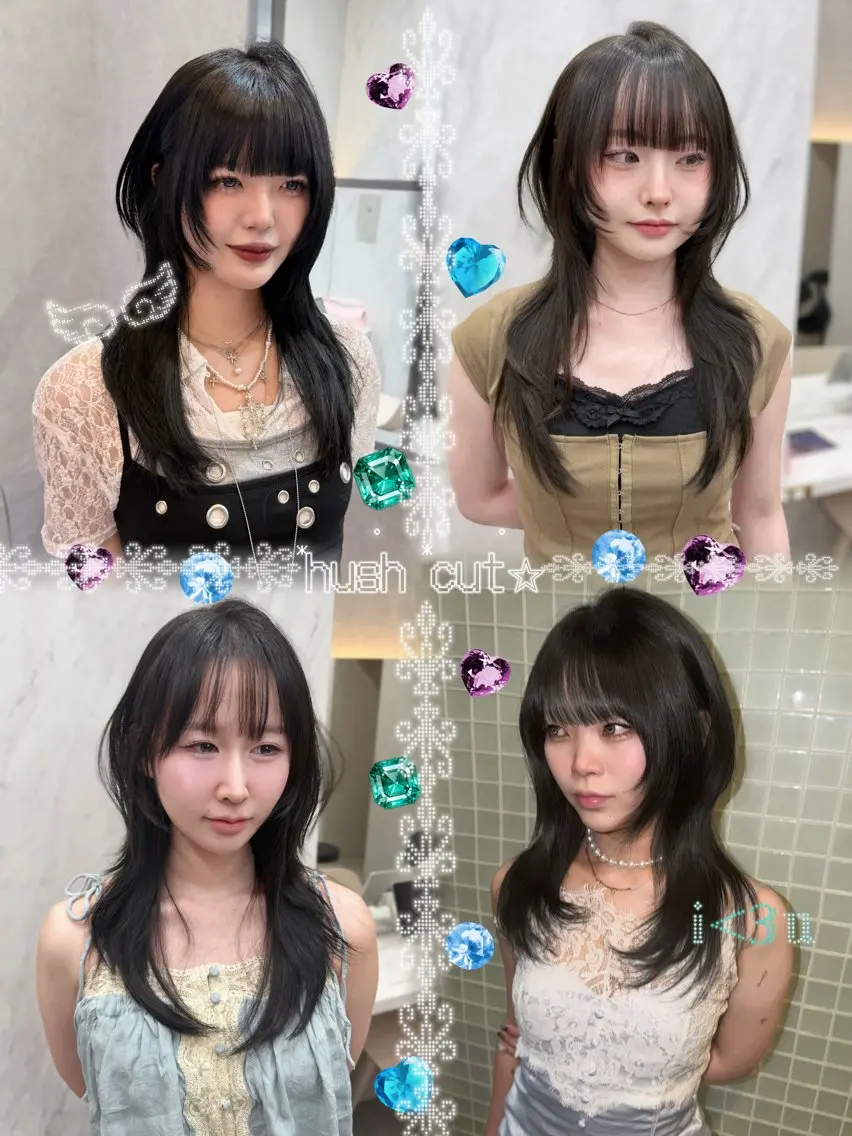 セミロング カット ヘアカラー MOE 福岡韓国ヘア✧︎のヘアスタイル