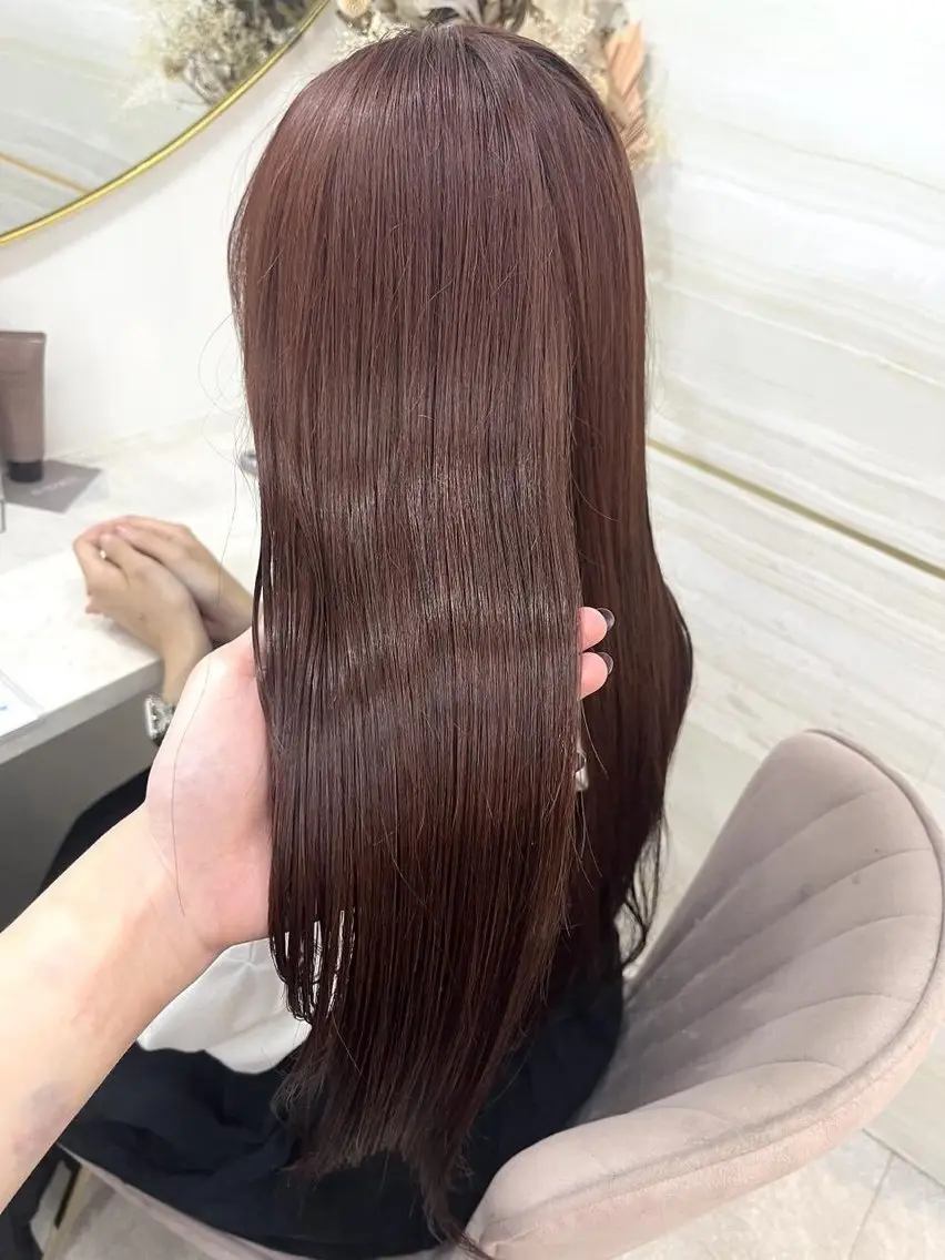ロング カラー ブラウンカラー ピンクカラー ピンクブラウン ヘアカラー トリートメント 🍒さき🍒大宮/ 透明感カラーのヘアスタイル