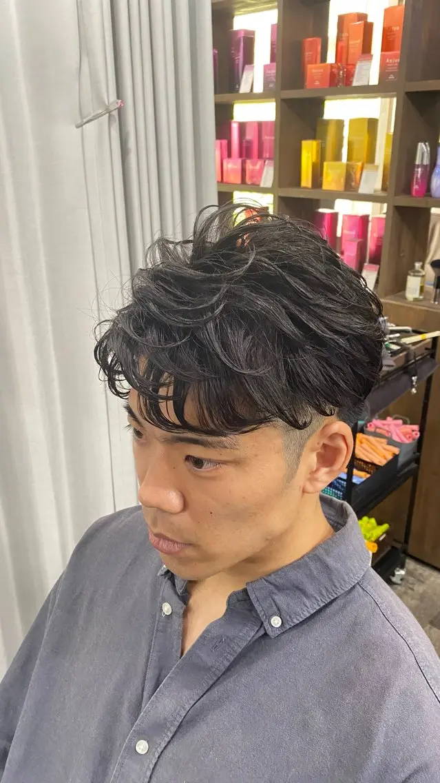 ミディアム パーマ メンズ ミディアムパーマ メンズパーマ カット パーマ トリートメント 👑錦糸町/毛流れ パーマ特化/NORIのヘアスタイル