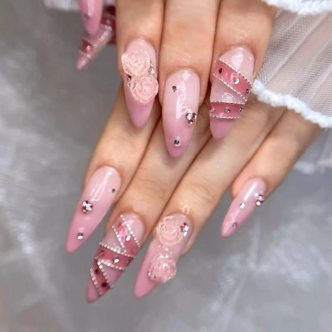 ネイル ハンドネイル 渋谷 チップ長さ出し アプレgel-xのネイルデザイン