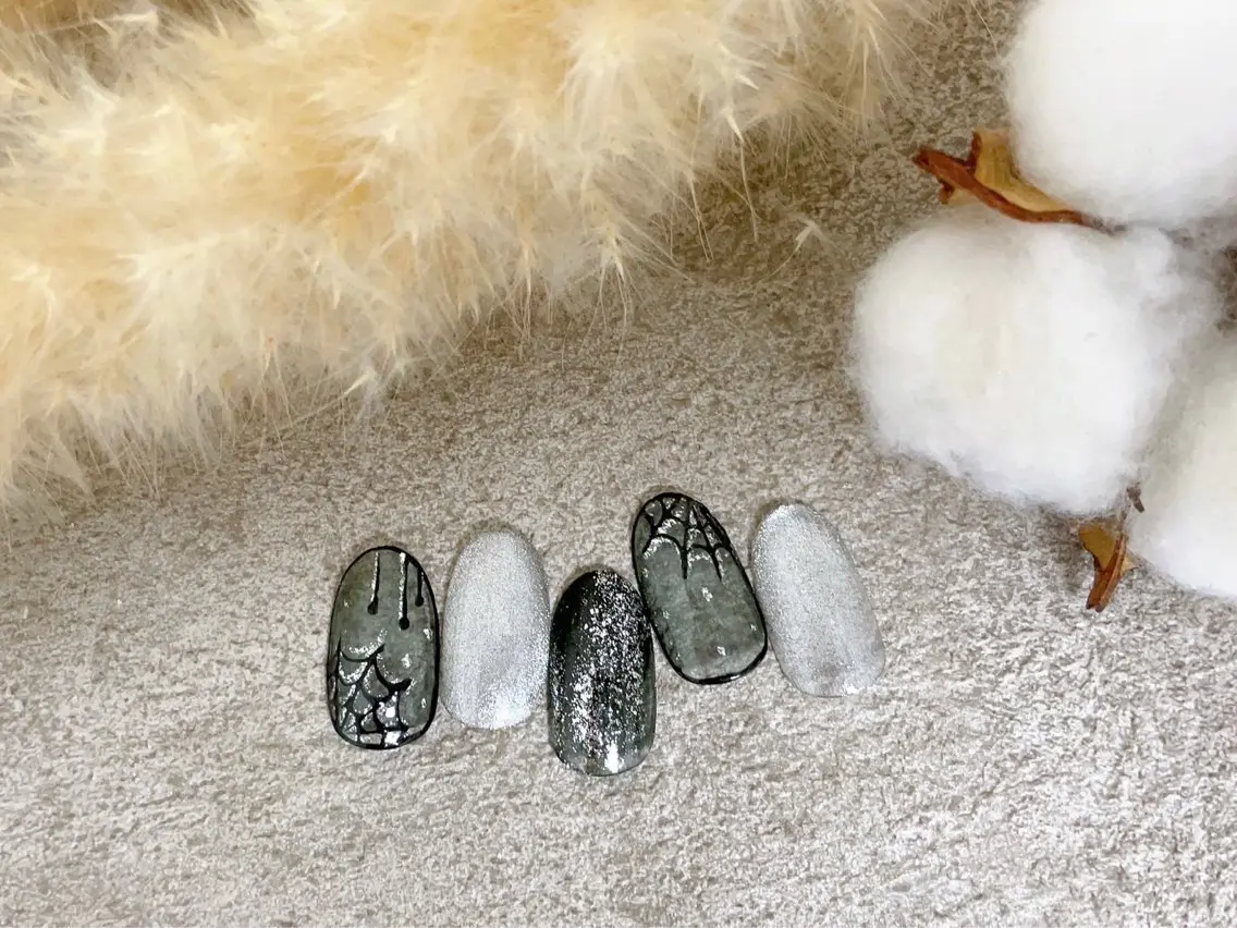 ネイル ジェルネイル ハロウィン 韓国ネイル メンズネイル パラジェル kiki nail たまプラーザのネイルデザイン