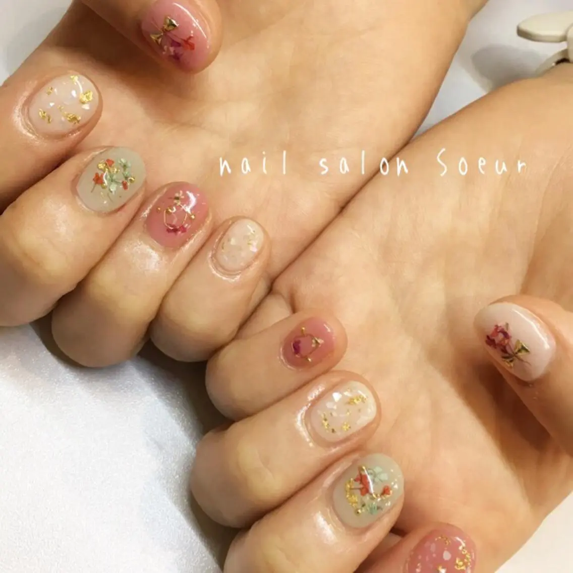 ネイル アートネイル フラワーネイル ジェルネイル ハンドネイル nail salon Soeurのネイルデザイン