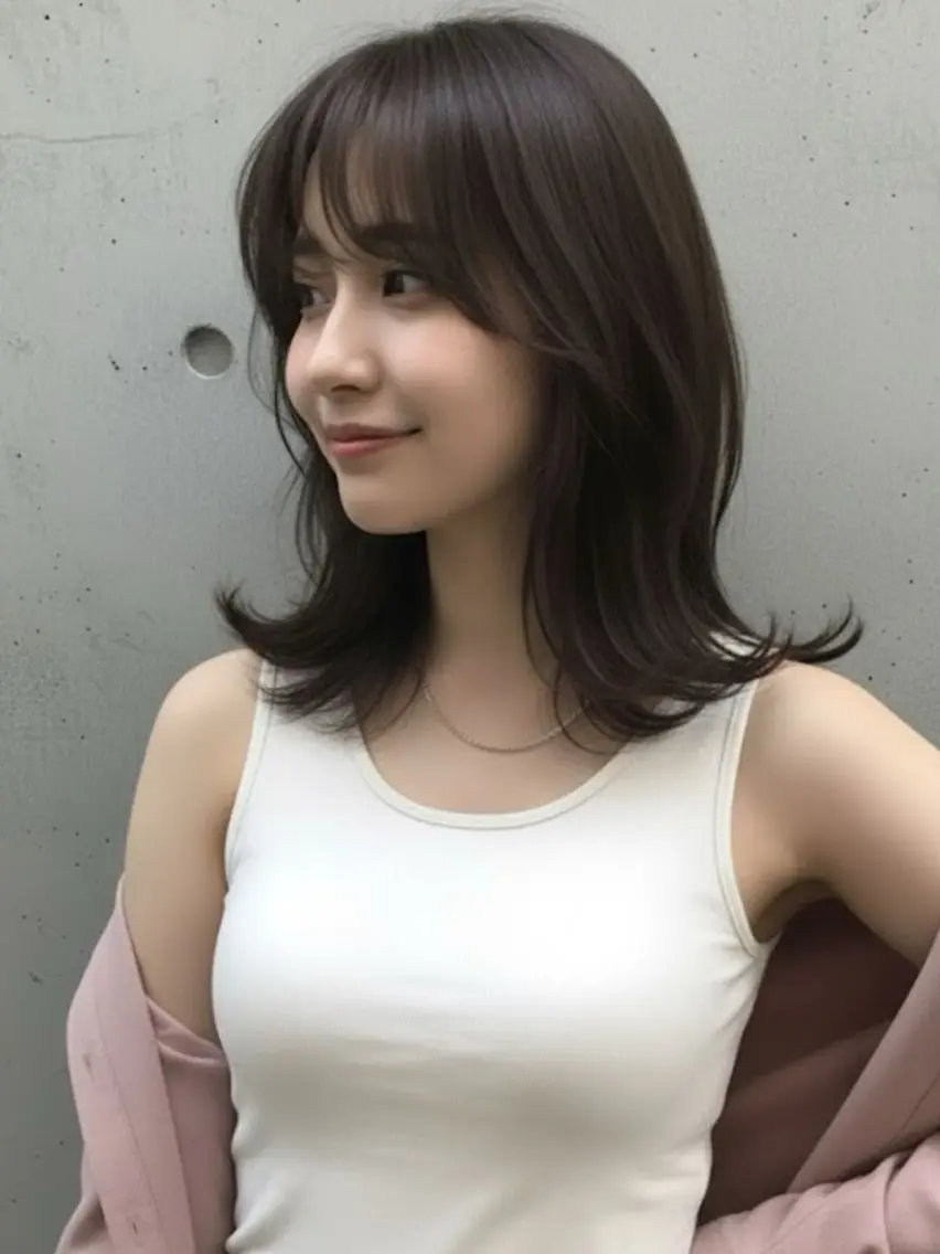 セミロング カラー 🉐渋谷・ブリーチ ⭐️縮毛モデル🉐のヘアスタイル