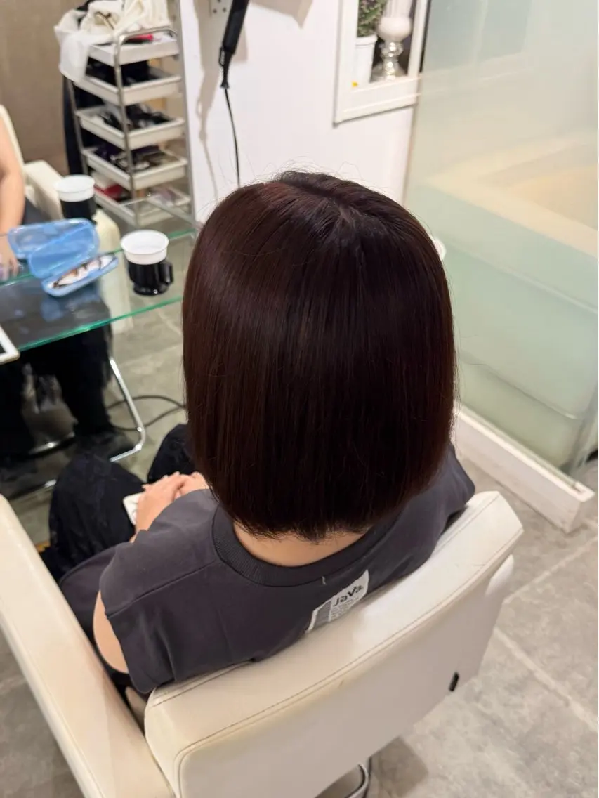ミディアム ピンクブラウン ピンクラベンダー ヘアカラー おんだゆい。縮毛矯正 /カラーモデル募集のヘアスタイル