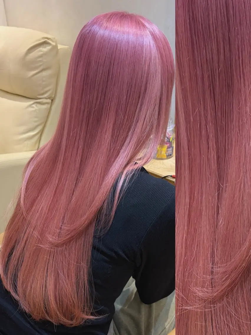 ロング カラー ヘアカラー トリートメント 髪質改善Wカラー ウルトワのアユカのヘアスタイル