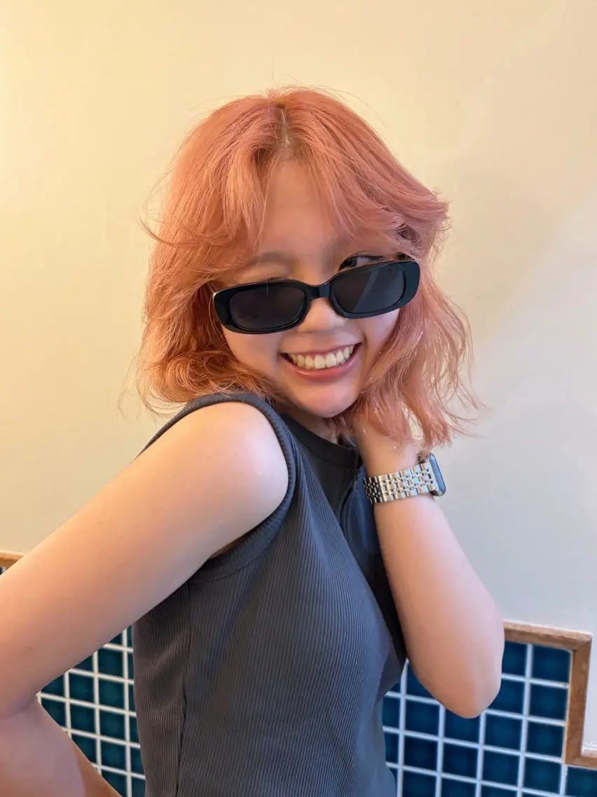 カラー オレンジ ピンクカラー ヘアカラー はやし ちののヘアスタイル