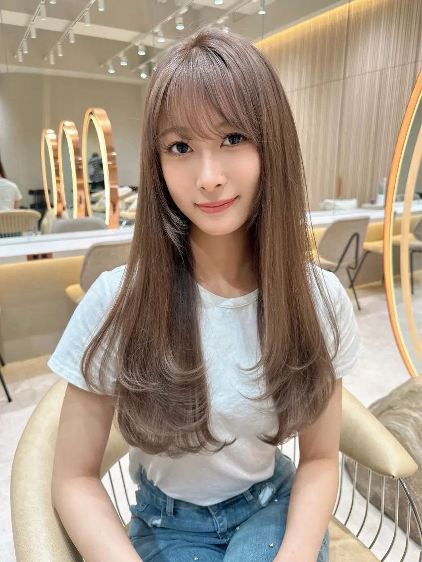セミロング カラー カット ヘアカラー トリートメント 縮毛矯正✨🫧 レイヤー川村利幸のヘアスタイル