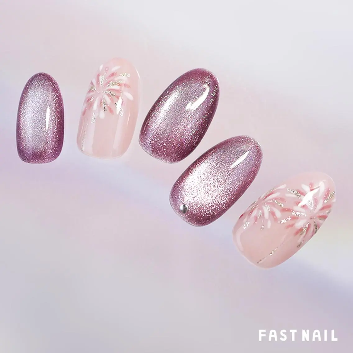 ネイル アートネイル マグネットネイル パープル 夏ネイル FASTNAIL LOCO東大和店のネイルデザイン