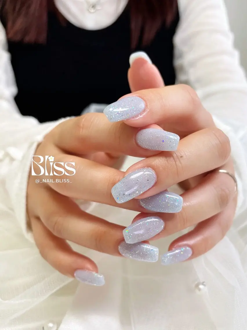 ネイル ブルー 氷ネイル・うるうるネイル ワンカラーネイル ハンドネイル NAIL BLISSのネイルデザイン