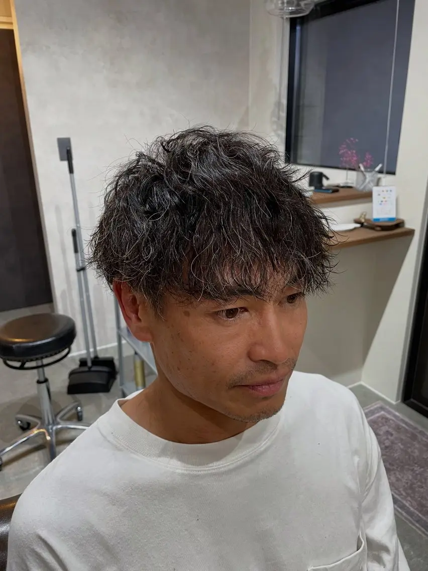 パーマ メンズ メンズパーマ 波巻きパーマ カット パーマ プライベートサロン/ 完全貸切/knotのヘアスタイル
