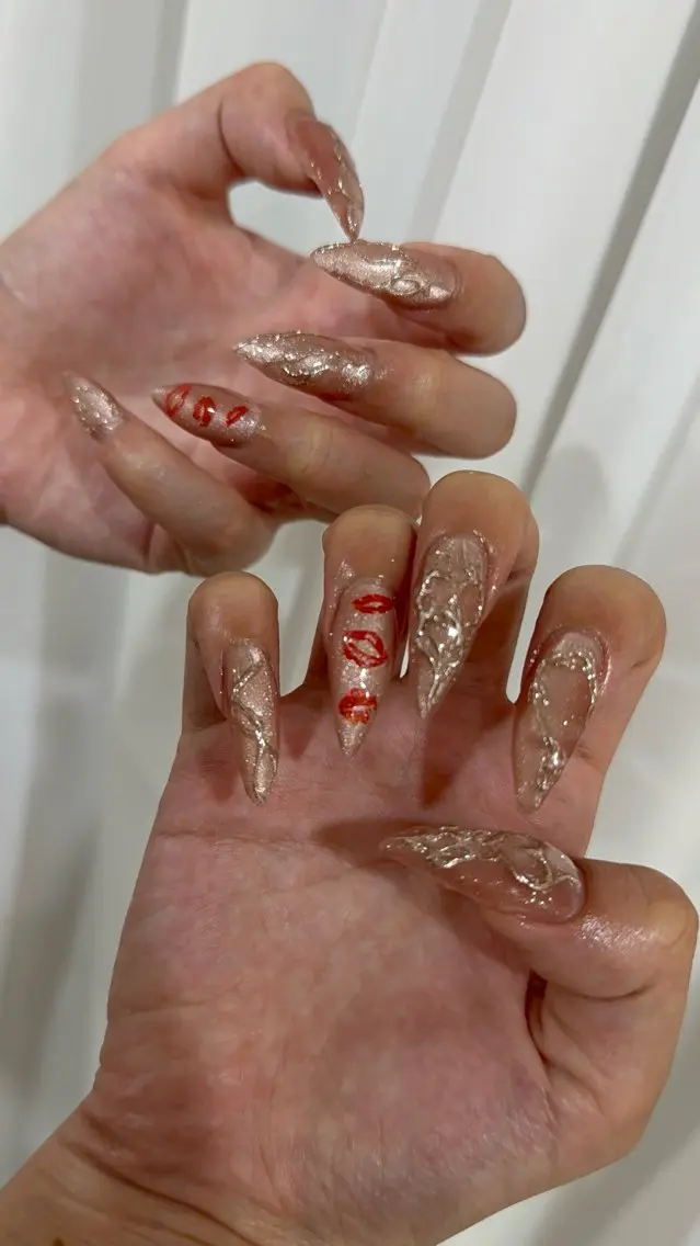 ネイル 韓国ネイル ラメ(グリッター) マグネットネイル ミラーネイル オフィスネイル ハンドネイル Reillynail みさきのネイルデザイン
