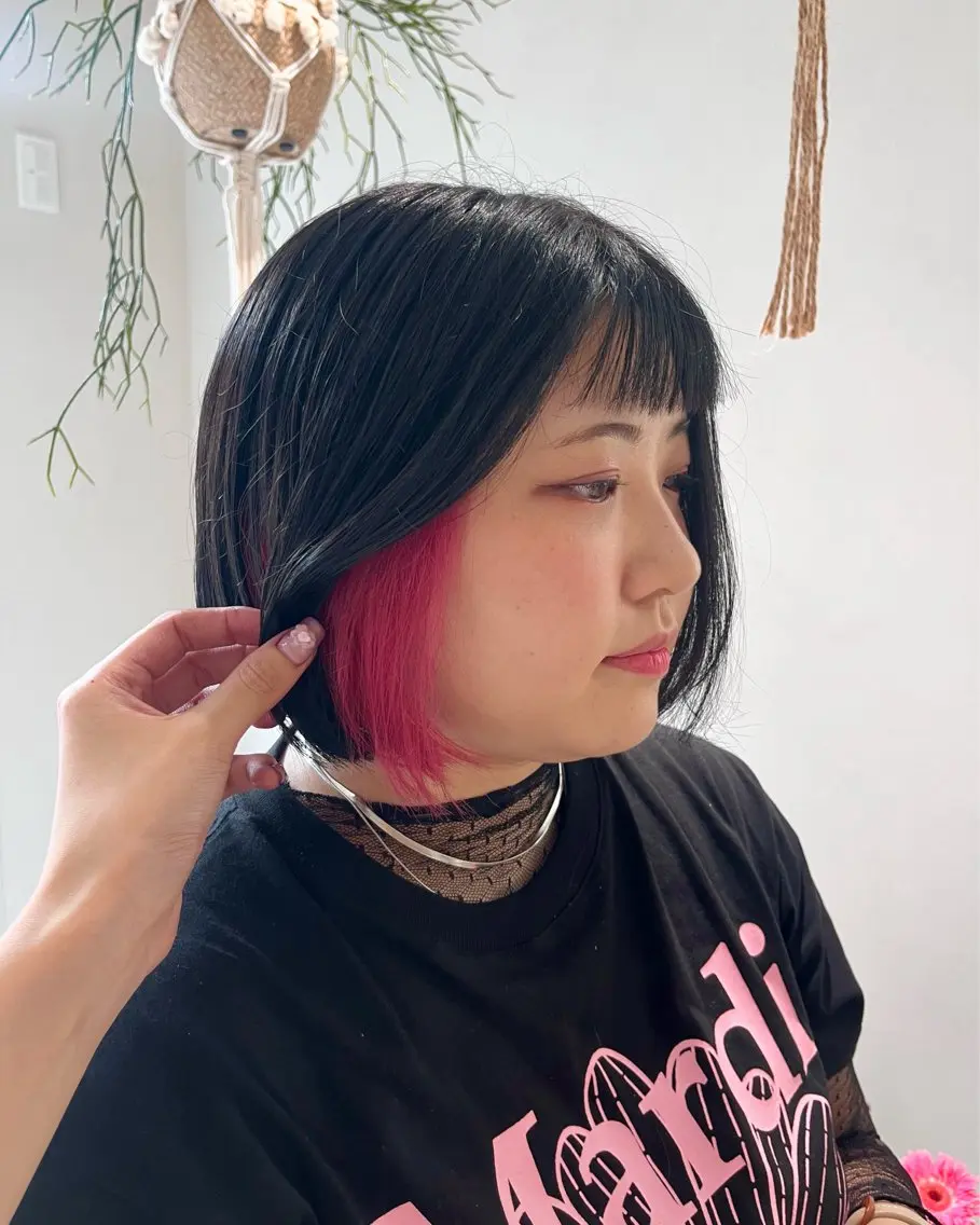 ミディアム カラー ピンクカラー 暖色カラー／ ヘアセット🌛櫻井舞のヘアスタイル