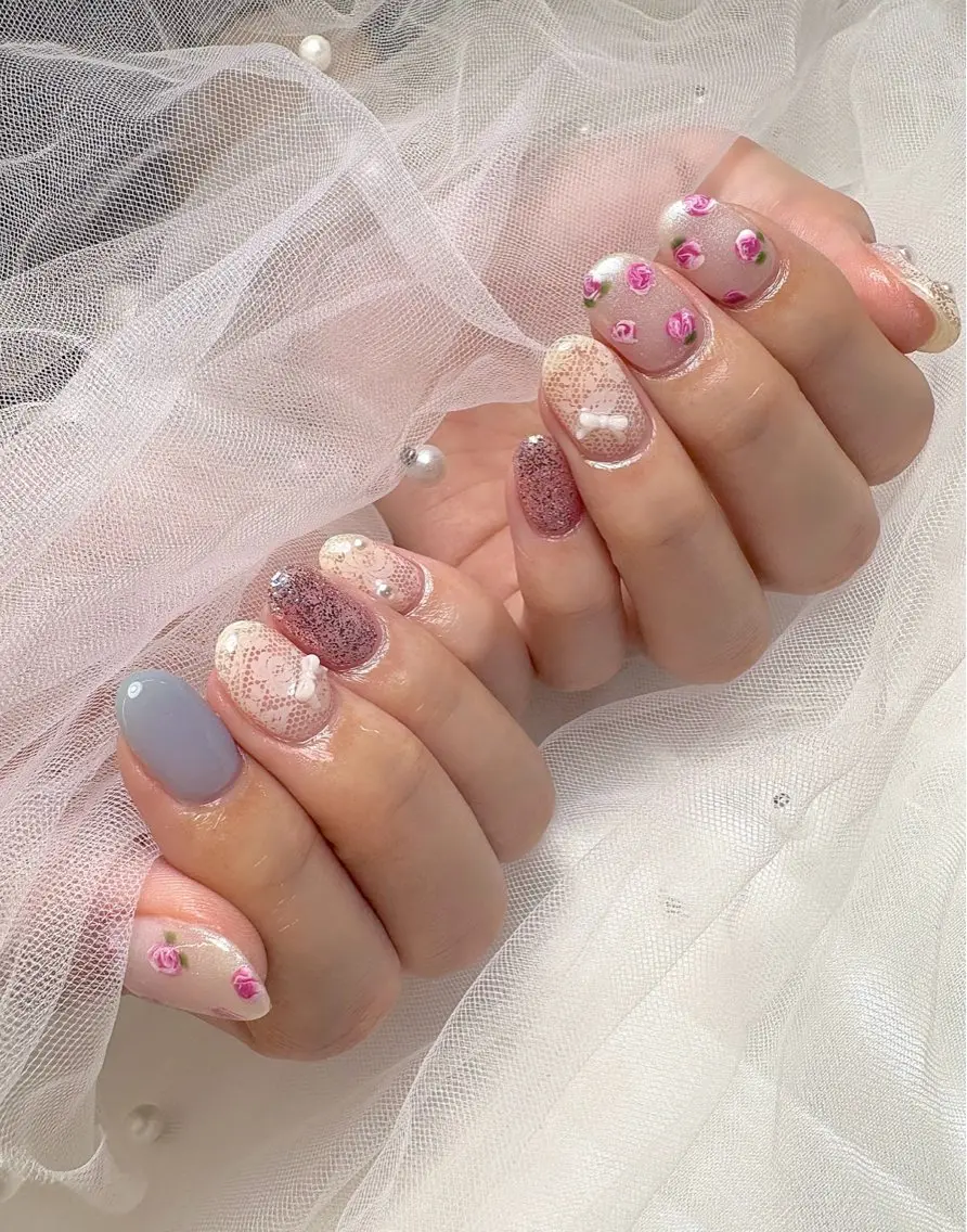 【やりたいを叶える✨】自爪アート🎨コース(ストーン&パーツ付け放題)オフ込みの写真