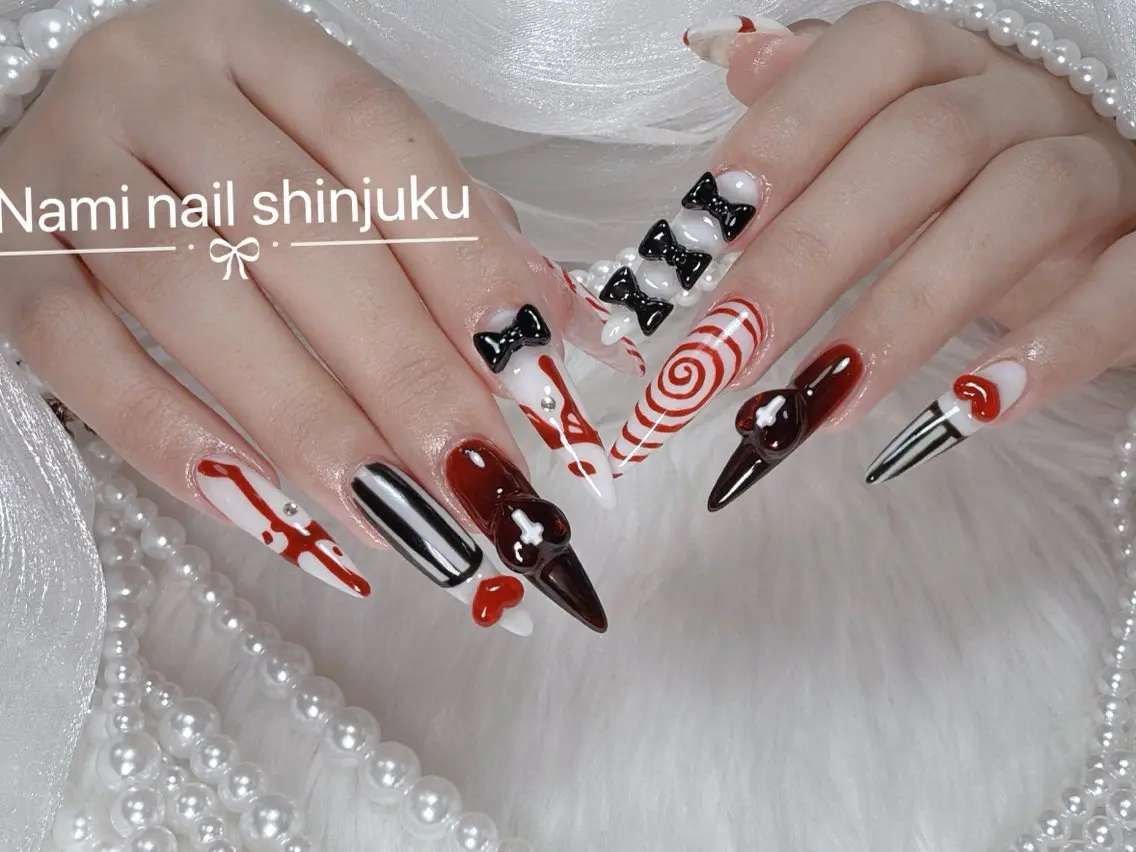 ネイル 長さ出し ガーリー 韓国ネイル ロングネイル 持ち込み ハンドネイル Nami nail salonのネイルデザイン