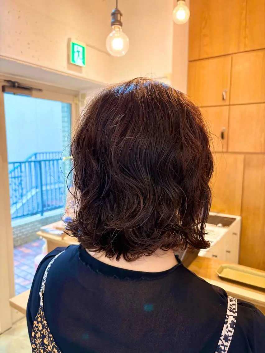 ミディアム カット パーマ トリートメント かお /綱島美容室 ✄﻿のヘアスタイル