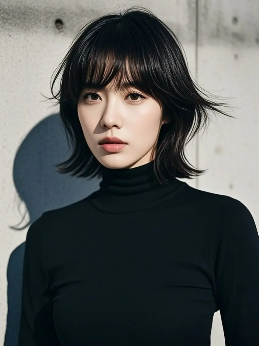 ミディアム ショートボブ ミディアムレイヤー ミディアムパーマ アッシュ ボブ カット ヘアカラー ウルフカット 811 大阪梅田 ウルフのヘアスタイル