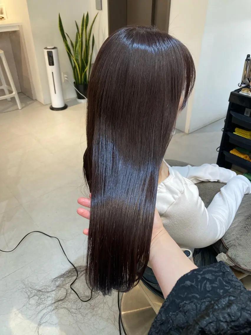 ロング カット ヘアカラー トリートメント ✨色持ちの良い艶 カラー✨蟹江真世のヘアスタイル
