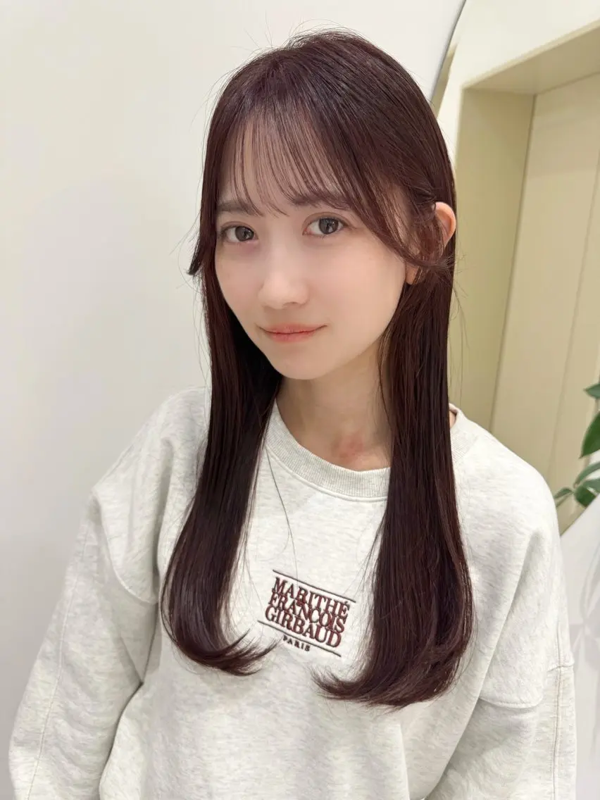 ロング カラー ブラウンカラー ピンクカラー ピンクブラウン 顔周りカット カット ヘアカラー トリートメント 透明感カラー ボブ ミディアム 齊木勇人のヘアスタイル