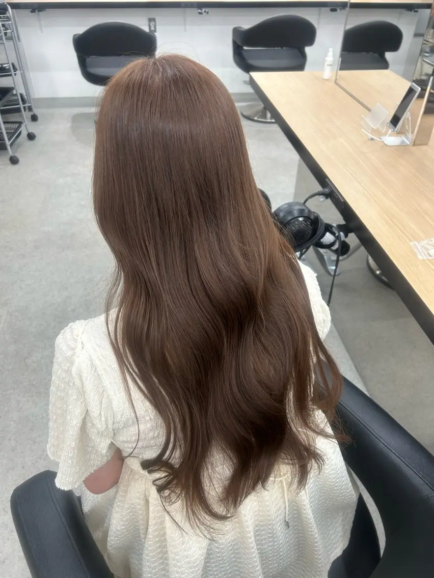 ロング カラー カット 縮毛矯正 愛結 暖色カラー🎀🩰のヘアスタイル
