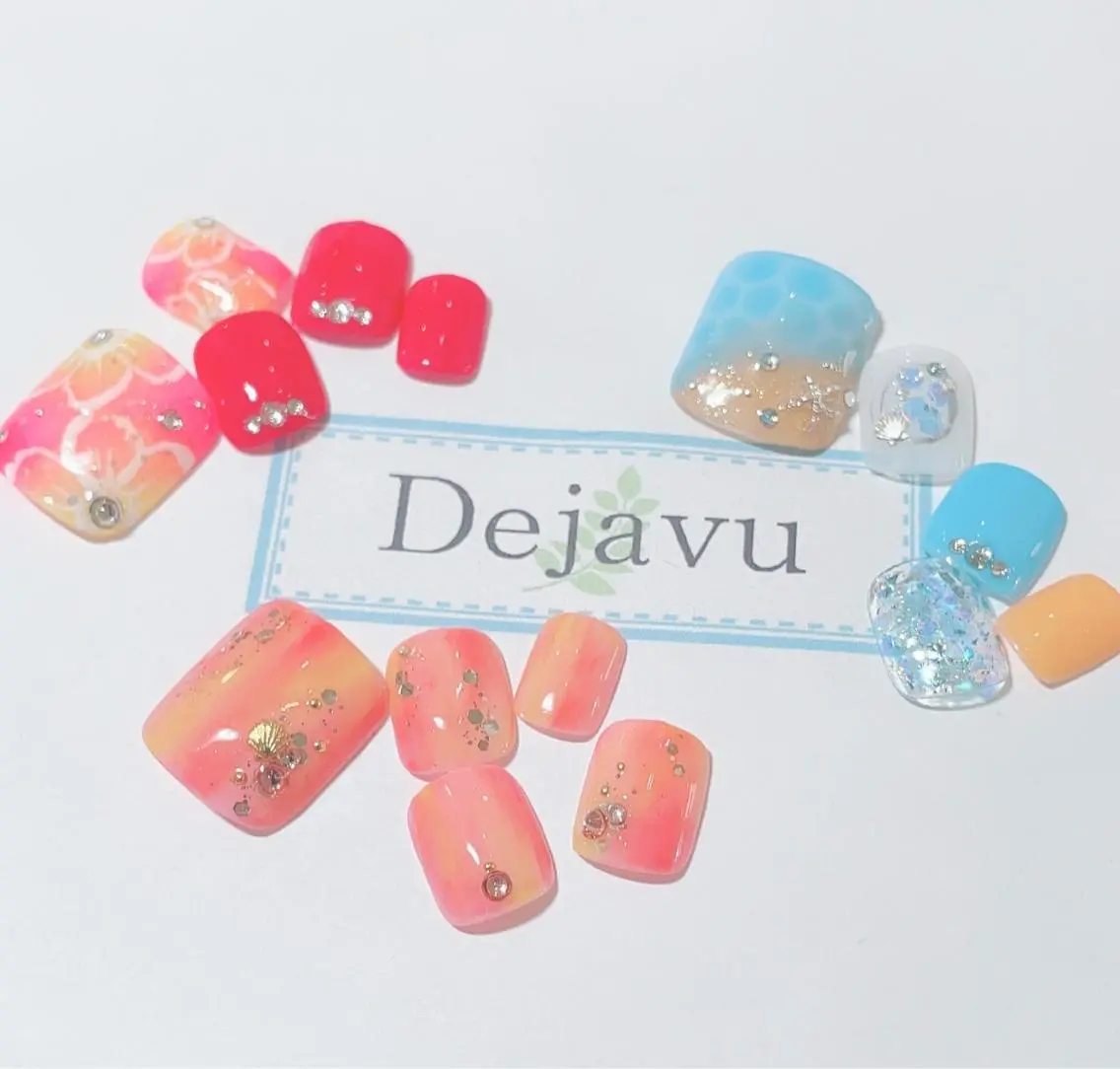 ネイル アートネイル フットネイル 夏ネイル Nail salon Dejavu 🌿のネイルデザイン