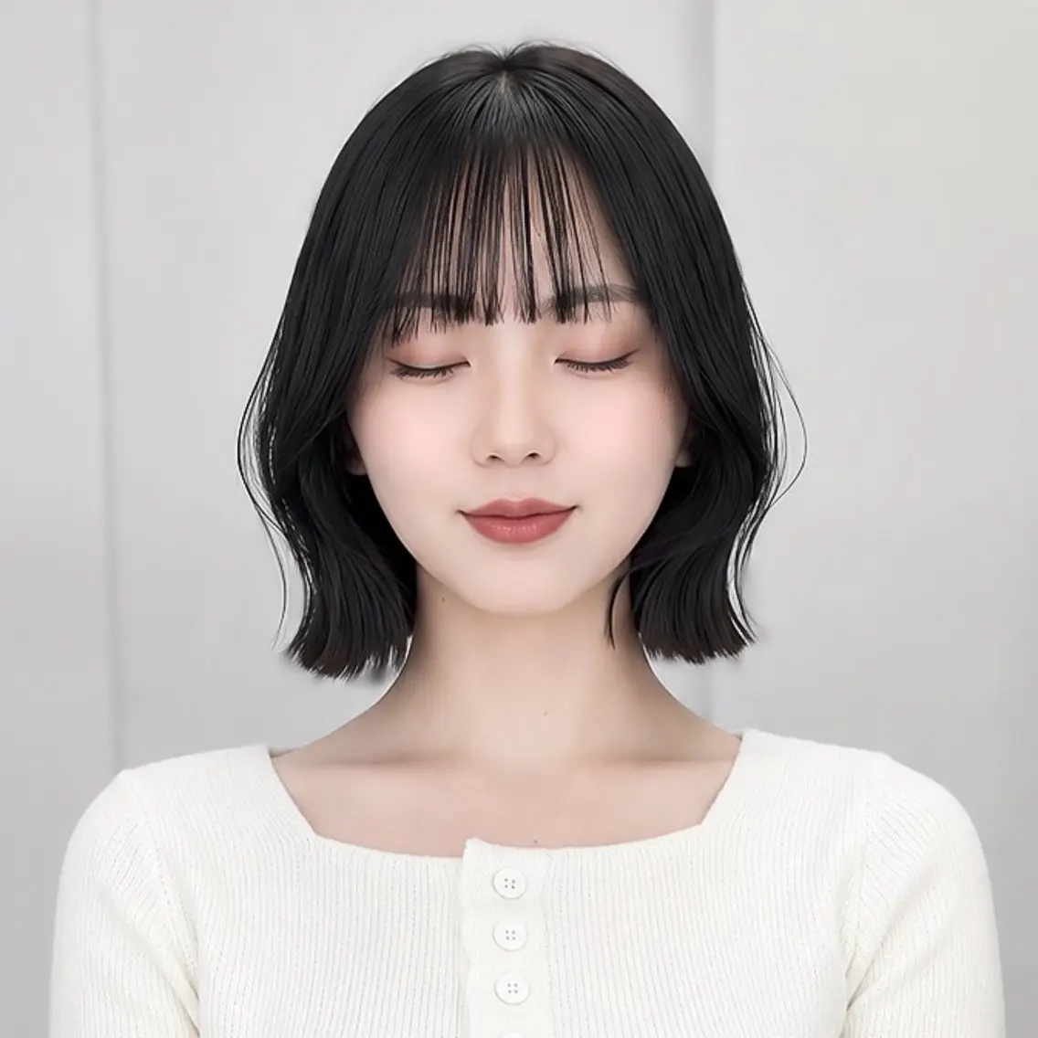 ショート 切りっぱなしボブ ボブ くびれヘア 韓国風ヘア カット タンバルモリ/ タッセルボブ/神山のヘアスタイル