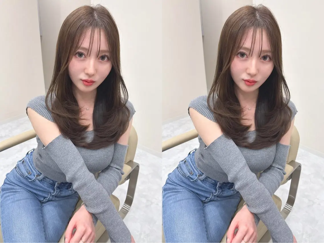 ロング カラー 韓国風ヘア レイヤーカット カット ヘアカラー トリートメント 韓国ヘア　野々山 ゆうとのヘアスタイル