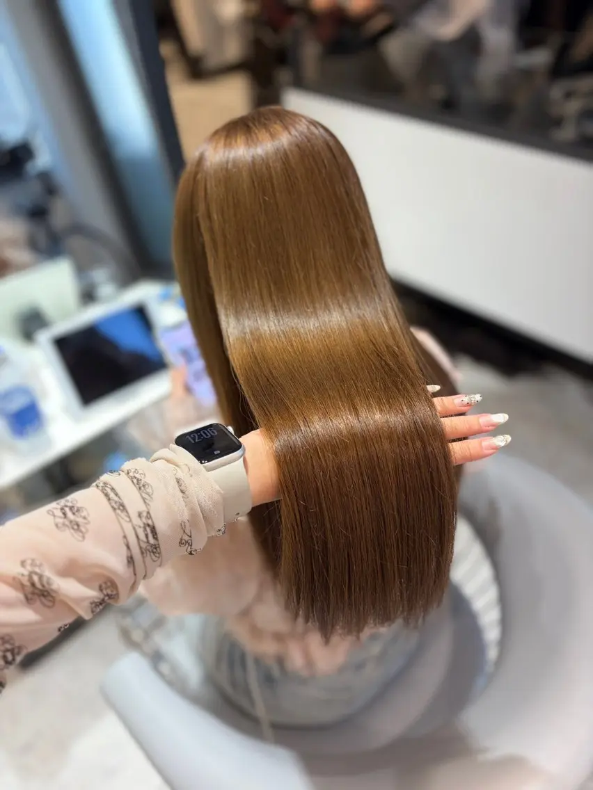 ロング カラー ヘアカラー トリートメント 美髪矯正/レイヤー 赤み消し/はるかのヘアスタイル