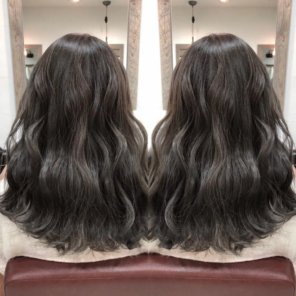 セミロング カラー アッシュ ブリーチ M IIのヘアスタイル