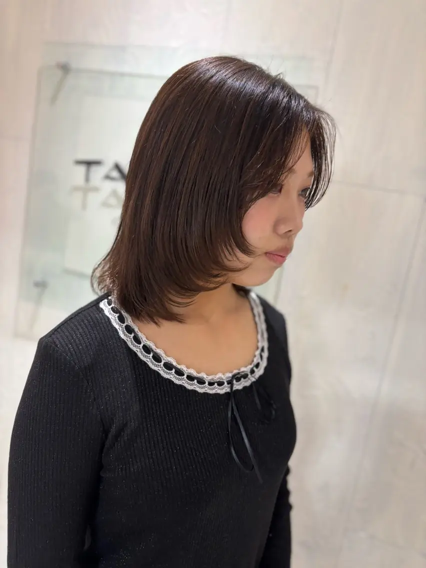 ミディアム カット トリートメント yui🥀/ボブ /ブリーチなしカラーのヘアスタイル