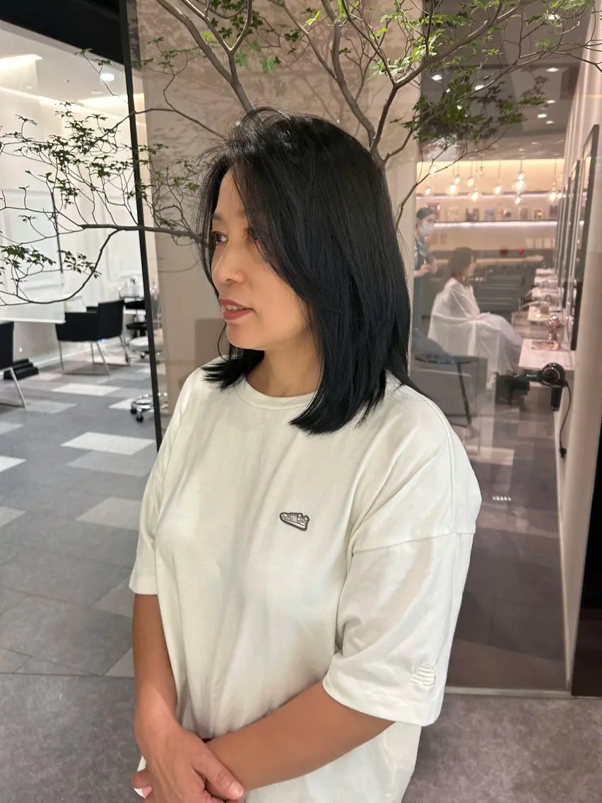 ミディアム カラー ヘアカラー トリートメント 中原 優美のヘアスタイル
