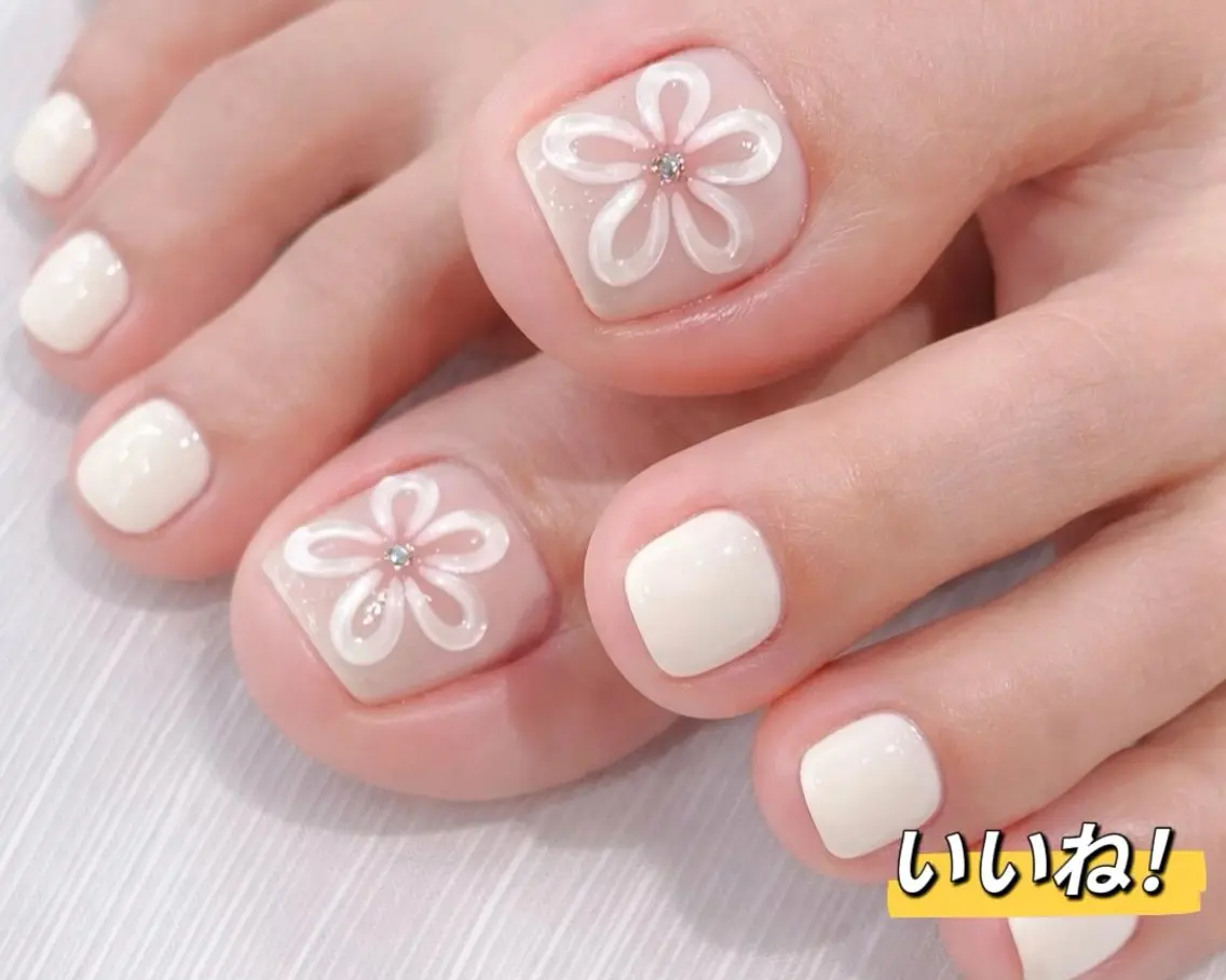 ネイル チークネイル 長さ出し フラッシュネイル フレンチネイル グラデーション フットネイル AN NAIL SALONのネイルデザイン