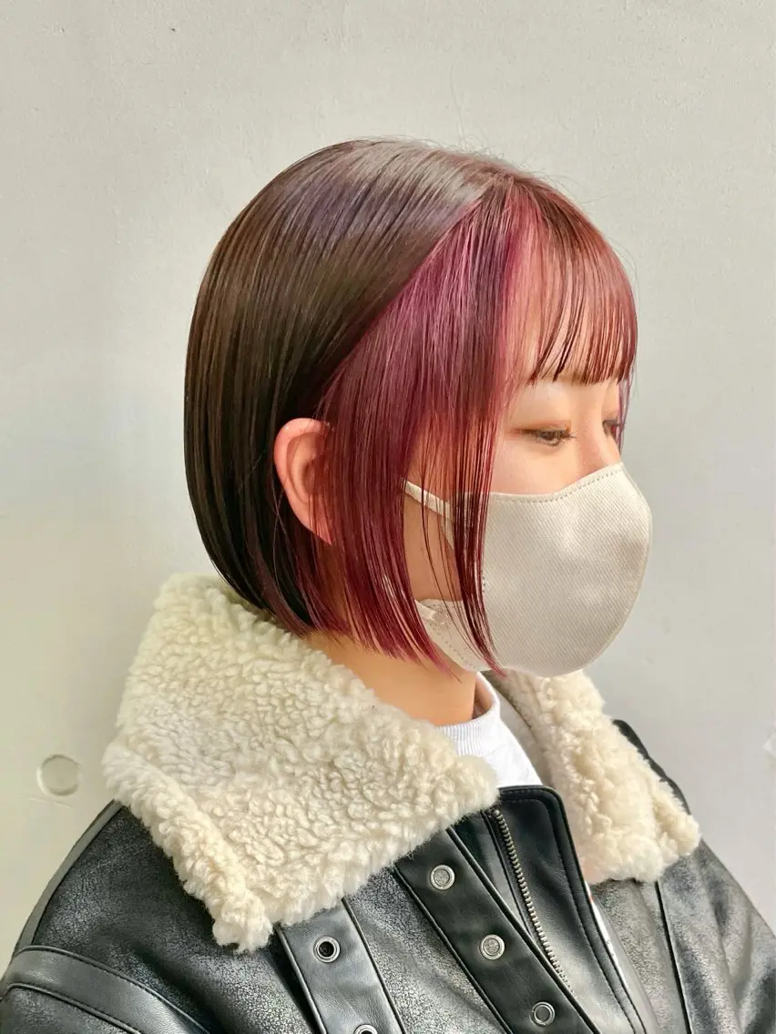 ミディアム カラー カット ヘアカラー トリートメント ショート/ボブ/ 透明感カラー/ほのかのヘアスタイル