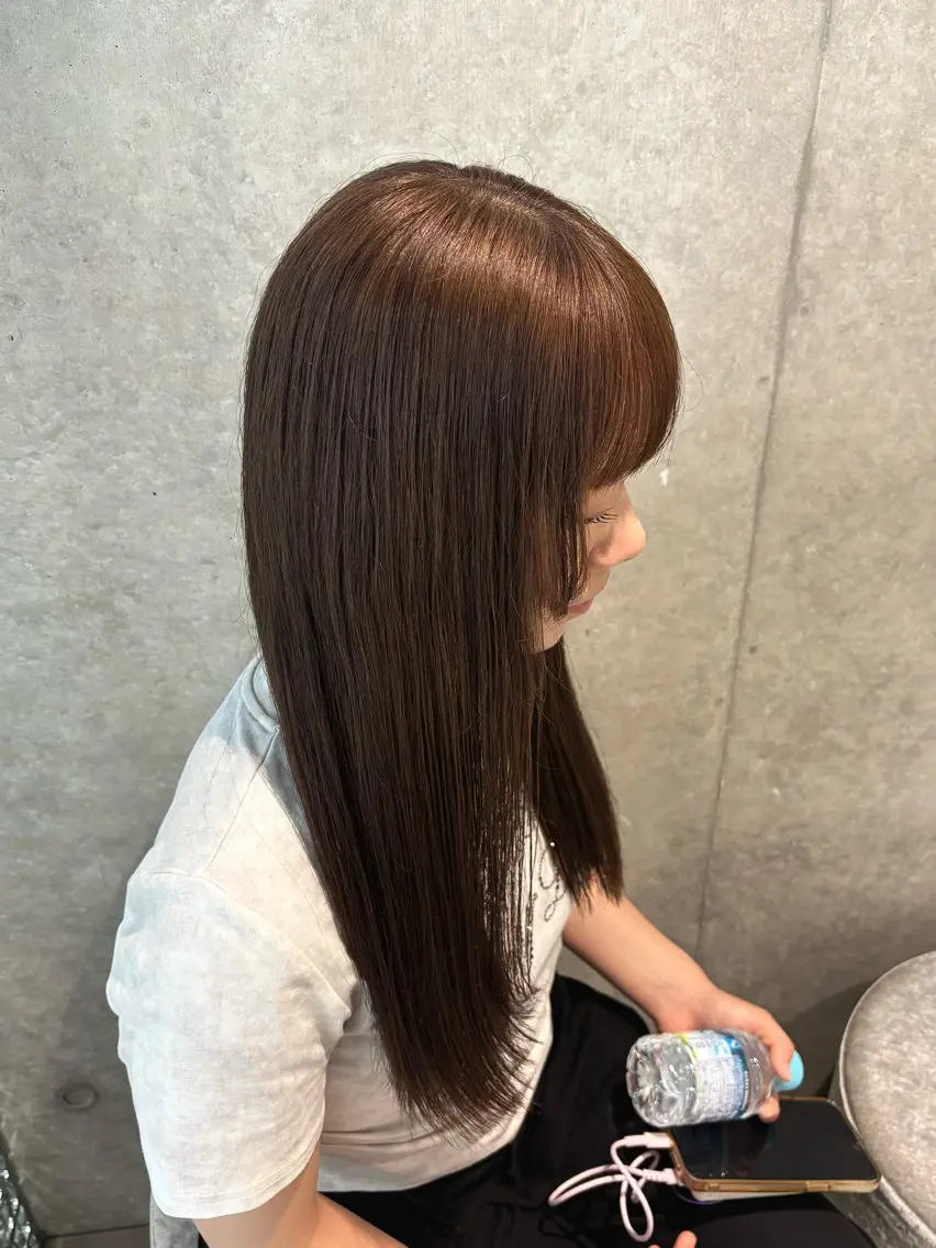 ロング カラー ベージュカラー ヘーゼル ヘアカラー シンバヒナノ/パーマ レイヤー/髪質改善のヘアスタイル